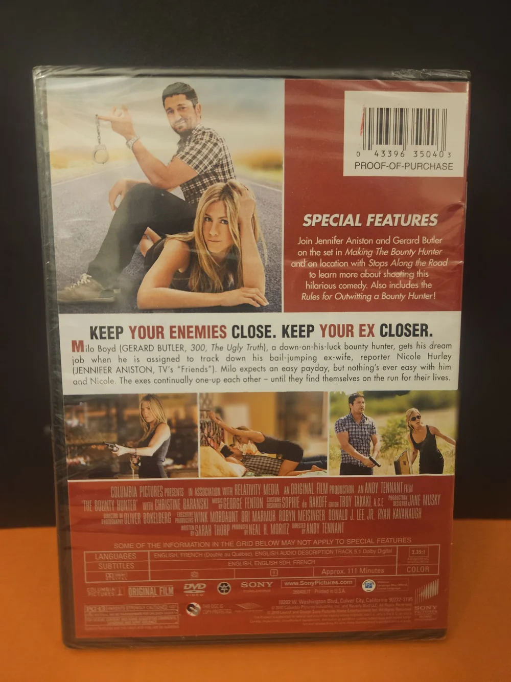 Sony Pictures The Bounty Hunter DVD Jennifer Aniston Gerard Butler 2010 PG-13